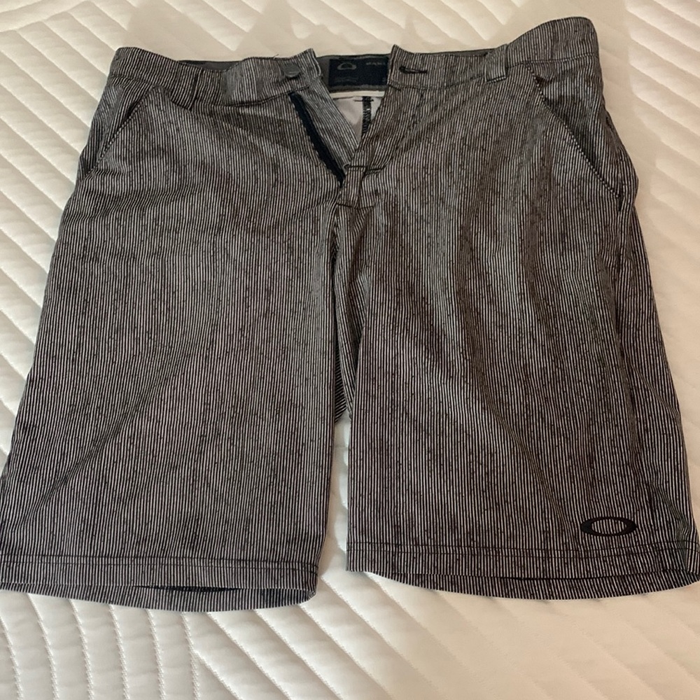 Black and White striped Oakley Hybrid Shorts